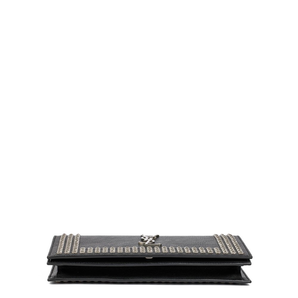 SAINT LAURENT Black Calfskin Leather Silver Studded Clutch .Clutch - Picture 6 of 9